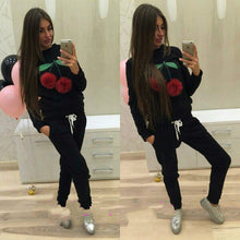 Russian Women Sweatshirt Hoodies Suits Puffer Ball Print Ice Cream Hair Plush Ball Casual Women Sweatshirt 2 Pieces Set GV400