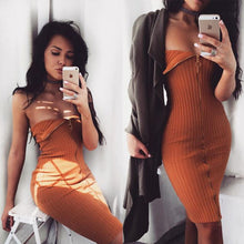 S-XL Women Skirt Women Knitted Skirts Sexy Zippers Package Hip Split Knitting Midi Skirt Pencil Long Skirt GV360