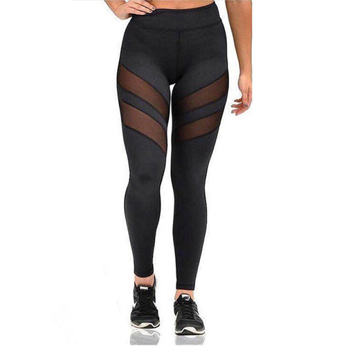 S-XXL Sexy Mesh Patchwork Fitness Legging Stretch High Waist Leggings Women Black Skinny Sports Gym Legging
