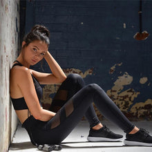 S-XXL Sexy Mesh Patchwork Fitness Legging Stretch High Waist Leggings Women Black Skinny Sports Gym Legging