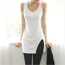 S-XXL Oversized Tops For Women Modal Casual Long Tank Top T Shirt Women Split Tee Shirt Big Size Slim T Shirts