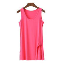 S-XXL Oversized Tops For Women Modal Casual Long Tank Top T Shirt Women Split Tee Shirt Big Size Slim T Shirts