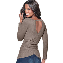 S-XXL Plus Size T Shirt For Women Long Sleeve Back Open Women's T Shirt Cotton Slim Casual Tops Tee Solid Shirts Women Clothing
