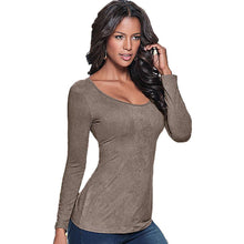 S-XXL Plus Size T Shirt For Women Long Sleeve Back Open Women's T Shirt Cotton Slim Casual Tops Tee Solid Shirts Women Clothing