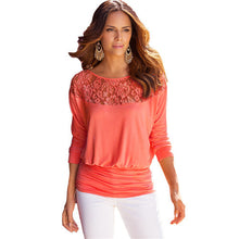 S-XXL Plus Size Women Clothing Long Sleeve Lace Patchwork T Shirt Women Casual O Neck T Shirts Tops Sexy Crochet Tee Shirt Femme