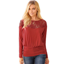 S-XXL Plus Size Women Clothing Long Sleeve Lace Patchwork T Shirt Women Casual O Neck T Shirts Tops Sexy Crochet Tee Shirt Femme