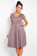 S-XXL Women Dress Short Sleeve Sexy Middle Long V-Neck Casual Dress Plus Size Lady Work Wear Pleated Dress