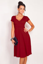 S-XXL Women Dress Short Sleeve Sexy Middle Long V-Neck Casual Dress Plus Size Lady Work Wear Pleated Dress