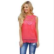 S-XXXL Plus Size Women Clothing Casual Top Sleeveless Lace Crochet Blouse Shirt Embroidery Floral Blouse Women Top