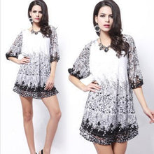 Sale Promotion European Chiffon Pachwork Lace Dress Sexy Floral Print Mini Party Dresses Plus Size Vestidos Renda