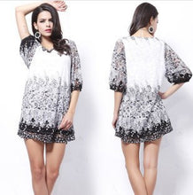 Sale Promotion European Chiffon Pachwork Lace Dress Sexy Floral Print Mini Party Dresses Plus Size Vestidos Renda