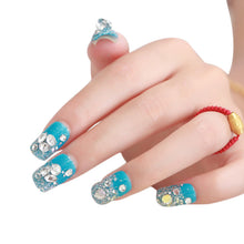 1 Box 24pc Women Artificial Crystal Diamond Nail Art Stickers Bride Manicure Set Series Nail Patch Blue s