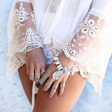 Women Lace Splicing Chiffon Off Shoulder Collar Blouse Tops causalShirt