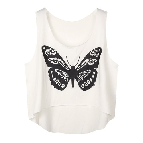 Casual Women Cartoon Crop T-Shirt Emoji Tank Top VBlouse Sleeveless