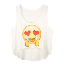 Casual Women Cartoon Crop T-Shirt Emoji Tank Top VBlouse Sleeveless
