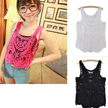 Lace Sleeveless Crochet Knit Vintage Women VTank Top Shirt Sexy