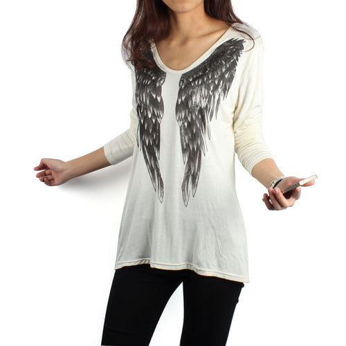 Sexy Women Long Sleeve V Neck Shirt Top Wing Front Top Shirt