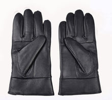 Women Girl Luxurious PU Leather Super Warm Gloves Cashmere Bow