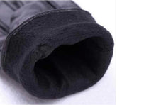Women Girl Luxurious PU Leather Super Warm Gloves Cashmere Bow