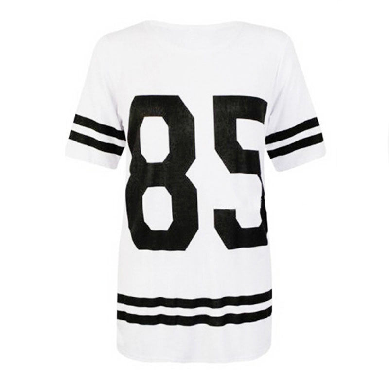 Fashion Womens Baseball Short Sleeeve Shirt Loose Mini Shirtdress 85 printed blouse