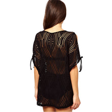 Women Knitting Blouse Smock Bikini Smock Mesh Openwork Beach