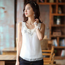 Sexy Women Sleeveless Flower Lace Chiffon VTank Shirt Blouse Tops