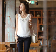 Sexy Women Sleeveless Flower Lace Chiffon VTank Shirt Blouse Tops