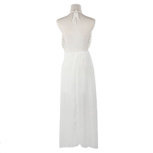 Sexy Women Floral V-Neck Sleeveless Chiffon Boho Long Maxi Dress Long Beach Sundress White Vestideo