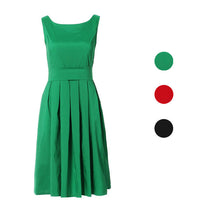 Sleeveless Pleated Dress O-neck Size S M L XL For Women