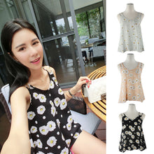 Vestideo Casual Sleeveless Shirt Daisy Loose Chiffon VTop Blouse