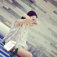 Vestideo Casual Sleeveless Shirt Daisy Loose Chiffon VTop Blouse