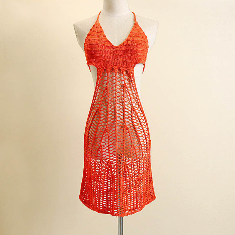 Vestidos Sexy Women Slim Knitwear Frenum Sleeveless Backless Mini Dress