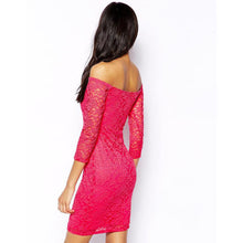 vestido Womens V-Neck Three Quarter Floral Lace Sexy Dress white and blue