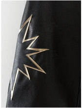 Sexy A-line Spliced Star faux Leather Skirt Retro Women Contrast color Appliques Pattern mini short PU leather Skirts Black
