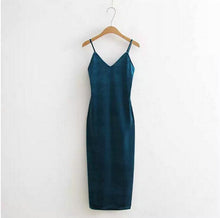 Sexy AA Backless V neck Sleeveless Side Slit Velvet Dress Women BM Retro Velour Long Spaghetti Strap Base Dress 8 color