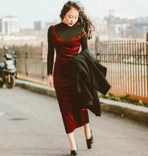 Sexy AA Backless V neck Sleeveless Side Slit Velvet Dress Women BM Retro Velour Long Spaghetti Strap Base Dress 8 color