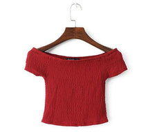 Sexy American Apparel AA Elastic Slash Neck Tee Women Brandy Off the shoulder Crop Top Short Sleeve Short T-shirt
