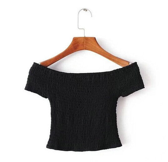 Sexy American Apparel AA Elastic Slash Neck Tee Women Brandy Off the shoulder Crop Top Short Sleeve Short T-shirt