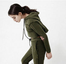 Sexy Anti-wear Hoodies Sets Woman Crop Sweatshirt 5 colors Casual Tracksuit Long sleeve Sportswear