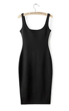 Sexy Backless Stretch Bodycon Slim Tank Dress american AA O Neck Back Split Sleeveless Knee-length Dresses