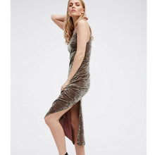 Sexy Backless V neck Sleeveless Back Slit Velvet Dress Women BM Retro Velour Long Spaghetti Strap Base Dress