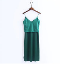 Sexy Backless V neck Sleeveless Side Slit Velvet Dress Woman Retro Bright Velour Long Spaghetti Strap Base Dress 8 colors