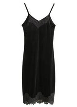 Sexy Black Velvet Lace Spliced Strappy V neck Strap Dress Woman Vestido de festa curto robe jurken Dresses