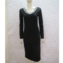 Sexy Bodycon Dress Deep V Knitted Dress Women Long Sleeve Slim Casual Dress Elegant Midi Pencil Party Dresses Plus Size