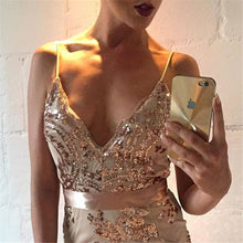 Sexy Bodycon Dress Strap Sequin Party Dress Robe Femme Deep V Slim Night Party Club Dresses Women Ladies Backless Dress