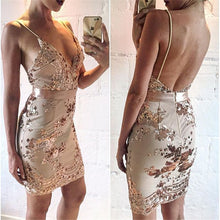 Sexy Bodycon Dress Strap Sequin Party Dress Robe Femme Deep V Slim Night Party Club Dresses Women Ladies Backless Dress