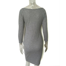 Sexy Bodycon Women's Dress Knee Length Slash Neck Button Knitted Dress Vestidos Three Quarter Sleeve Dress