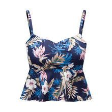 Sexy Bustier Crop Top Floral Print Strap Crop Top Ruffle Padded Bra