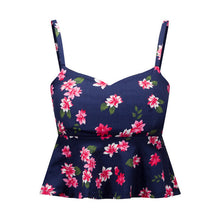 Sexy Bustier Crop Top Floral Print Strap Crop Top Ruffle Padded Bra