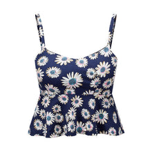 Sexy Bustier Crop Top Floral Print Strap Crop Top Ruffle Padded Bra